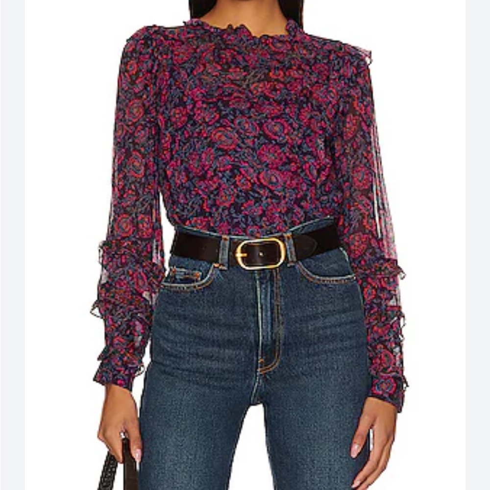 Cleobella Floral Sheer Long Sleeve Top